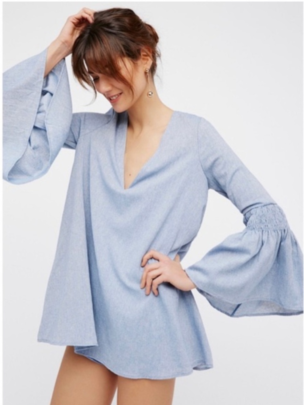 Free People Chambray Mini Dress Romper